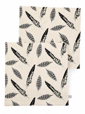 2 - SIMONS Black & Cream Leaf Jacquard Throw Pillow Cover